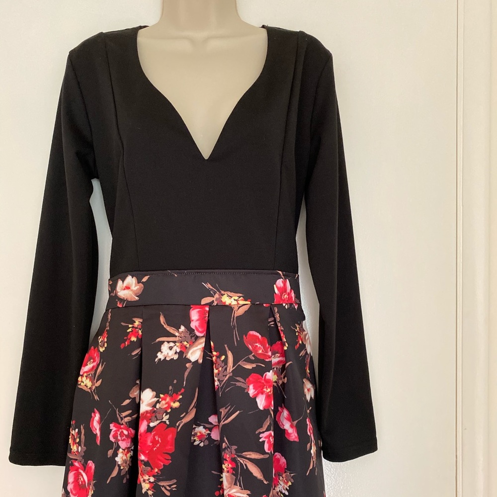 DressV Plunging Neck Long Sleeve Mini Dress